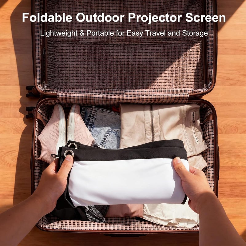 HAPPRUN 100 inch Projector Screen, 16:9 Foldable Anti-Crease Portable Projector Movies Screens for Home Theater, Outdoor Indoor Support Double Sided Projection - Image 4